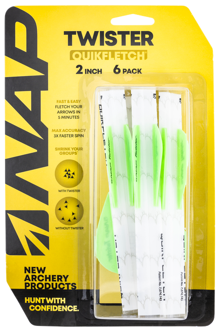 NAP NAP60638 Quickfletch Twister Fletching White Green/ 6 Pack