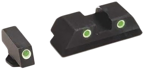 AmeriGlo GL119 Classic Tritium Sight Set for Glock  Green Tritium White Outline Front Sight-Green Tritium White Outline Rear Sight