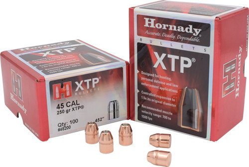 250GR XTP 100CT 15BX/CSHORNADY BULLETS 45 CAL .452 