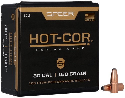 Speer 2011 Hot-Cor  30Cal 150gr Soft Point Flat Nose 100 Per Box/5 Case