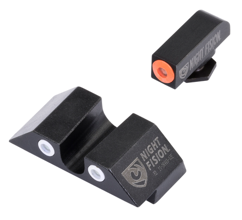 Night Fision GLK001007OGW Tritium Night Sights For Glock  Green Tritium Orange Outline Front Sight- Green Tritium White Outline Rear Sight Glock 17/17L/19/22