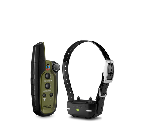 Garmin 0100120500 Sport Pro System Bundle Handheld Green w/BarkLimiter, LED Beacon Lights, 1-Hand Operation, Water-Resistant Rechargeable Li-ion; Collar Up to 3 Dogs .75 Mile Range