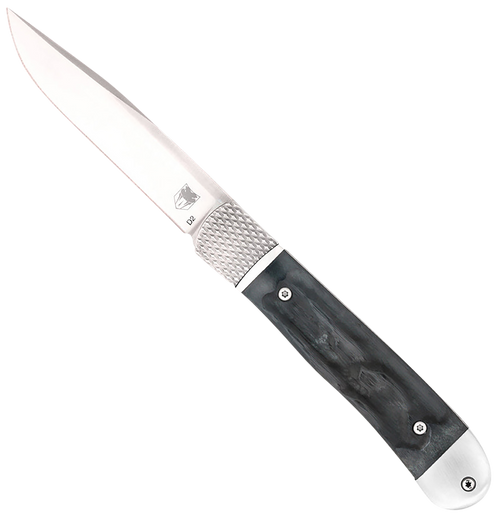 CobraTec Knives CTTHRBLK Trapper Hidden Release 3.12" OTS Drop Point Plain Satin D2 Steel Blade, 4.25" Black Bone Scales Handle