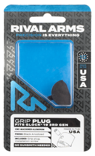 Rival Arms RA75G201A Grip Plug  Compatible w/Glock 19 Gen3, Black Anodized Aluminum