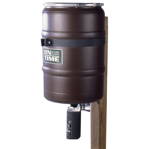 On Time 50003 Elite Lifetime Fish Feeder Combo 25 Gallon Capacity, Built-In Agitator Rod, Steel Band with Welded Bracket