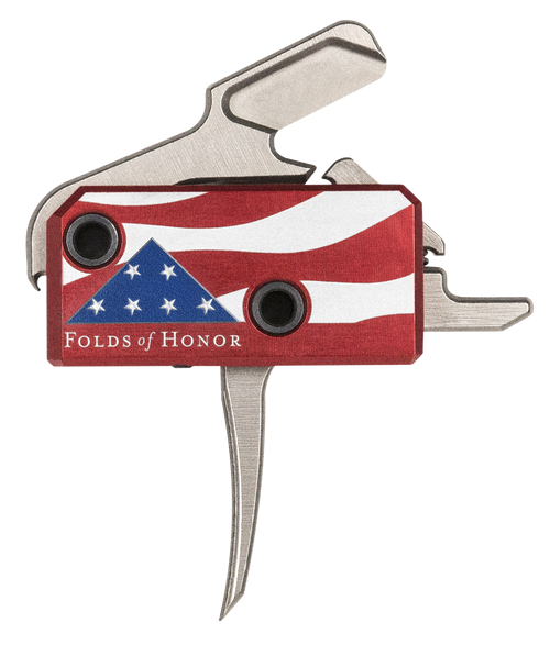 Rise Armament RA13FOLDSPT The Patriot High Performance Single-Stage Flat Trigger with 3.50 lbs Draw Weight & Silver/Red/White/Blue Finish for AR-Platform Right