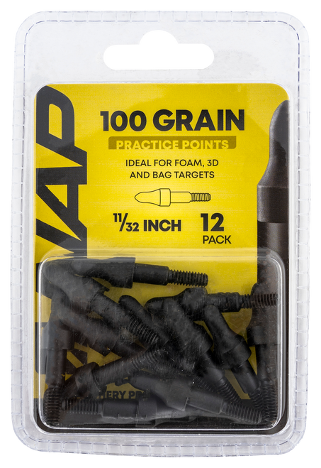 NAP NAP60P3DP1132 3D Practice Points Field Tips Fixed 100 GR Black/ 12 Pack