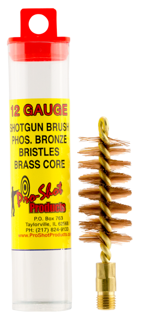 Pro-Shot 12S Bore Brush  12 Gauge Shotgun #5/16-27 Thread Bronze Bristles Looped Tip Brass Core