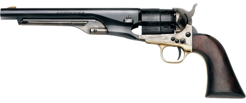 Pietta PF60OWS448 1860 Old West 44 Cal 8" 6rd Blued & Engraved Cylinder, Blued Steel Barrel, Wood Grip