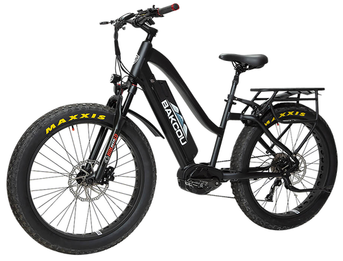 Bakcou E-bikes BMST26BB21 Mule ST 26 Matte Black 18" w/Stand Over Height of 26" Frame, Shimano Alivio Hill-Climbing 9 Speed Bafang M620 Ultra Motor, 35+ mph Speed