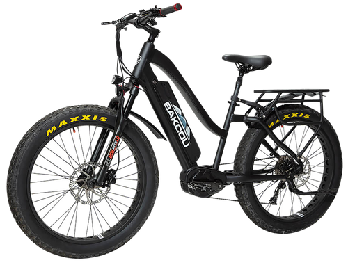 Bakcou E-bikes BMST26BB21 Mule ST 26 Matte Black 18" w/Stand Over Height of 26" Frame, Shimano Alivio Hill-Climbing 9 Speed Bafang M620 Ultra Motor, 35+ mph Speed