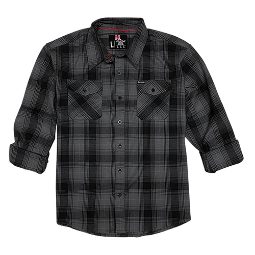 Hornady Gear 32226 Flannel Shirt  3XL Gray/Black,  Cotton/Polyester, Relaxed Fit Button Up