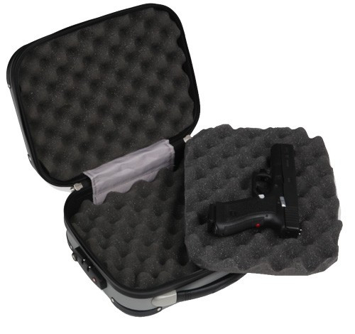 CASE W/ TSA COMO LOCK GREY 9"BULLDOG POLYCARBONATE PISTOL 