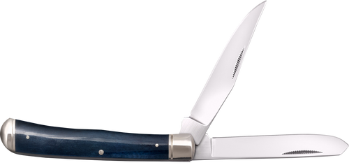 Cold Steel CSFLTRPRB Trapper  3" Folding Clip/Spey Plain 8Cr13MoV SS Blade/Dark Blue  w/Polished Bolsters Bone Handle