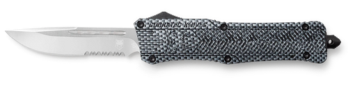 CobraTec Knives LCFCTK1LDS CTK-1  Large 3.75" OTF Drop Point Part Serrated D2 Steel Blade/ Carbon Fiber Aluminum Handle Features Glass Breaker Includes Pocket Clip