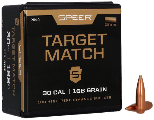 Speer 2040 Rifle Plinking Target Match .308 168 gr Open Tip Match Boat Tail 100 Per Box/ 5 Case