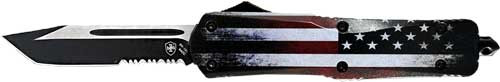 US 3.5" BLACK TANTO SERRATEDTEMPLAR KNIFE LARGE OTF FULL 