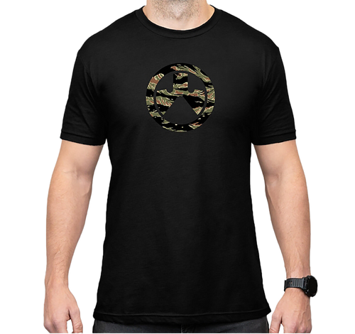 Magpul MAG1292-001-S Tiger Stripe Icon  Black Cotton/Polyester Short Sleeve Small