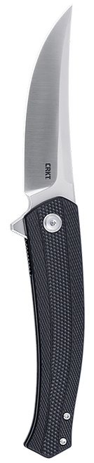 CRKT 7060 Persian  EDC 3.44" Folding Trailing Point Plain Satin D2 Steel Blade, Black Textured GRN Handle