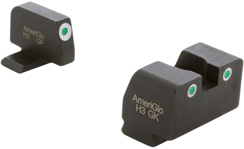 AmeriGlo XD181 Optic Compatible Sight Set for Springfield Armory XD  Green Tritium White Outline Front Sight-Green Tritium White Outline Rear Sight