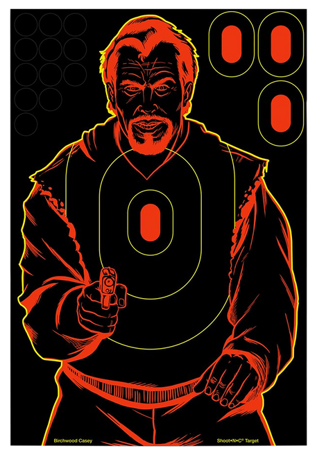Birchwood Casey 34647 Shoot-N-C Reactive Target Self-Adhesive Paper Black/Red 12"x18" Bad Guy Silhouette 12 Pack