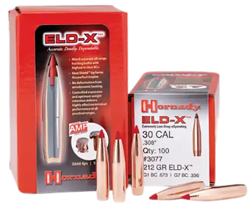 Hornady 3078 ELD-X  30 Cal .308 220 gr Extremely Low Drag eXpanding 100 Per Box/ 15 Case