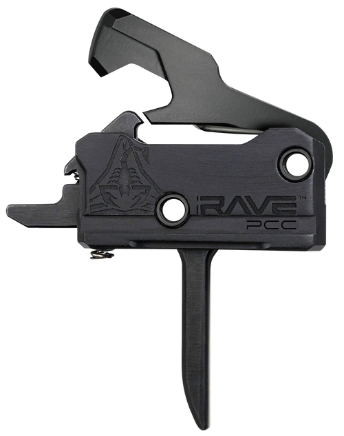 Rise Armament T017FPCCBLK Rave Pistol Caliber Carbine Single-Stage Flat Trigger with 3.50 lbs Draw Weight & Black Nitride Finish for AR-Platform