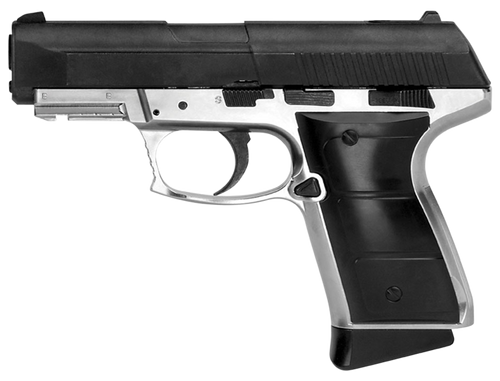 Daisy 985501442 5501 Powerline CO2 177 BB 15+1 430 fps, Smooth Bore Barrel, Black Slide, Silver Metal Frame with Pic. Rail, Molded Grips, Blade Front Sight, Manual Trigger Block Safety