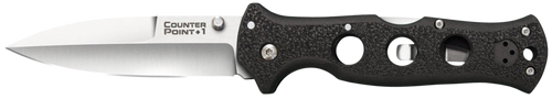 Cold Steel CS10AB Counter Point I 4" Folding Spear Point Plain Satin AUS-10A SS Blade/ Black Griv-Ex Handle Includes Pocket Clip