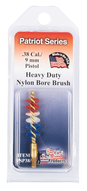 Pro-Shot PSP389 Patriot Series Bore Brush .38 Cal/ 9mm Pistol #8-32 Thread Nylon Bristles Brass Core