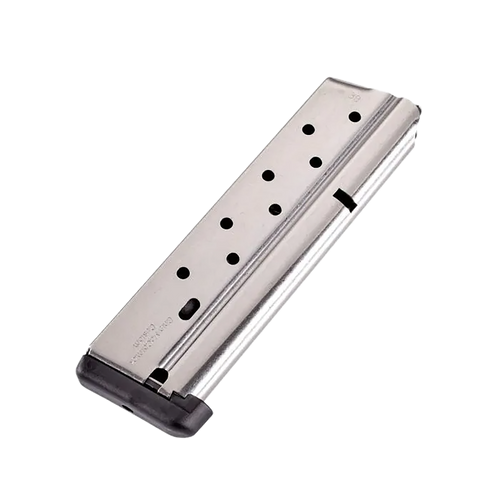 CMC Products 13111 Power Mag  10rd 38 Super Fits 1911 Government Stainless Steel w/ Black Base Pad