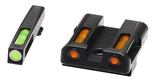 HiViz GLN425 LiteWave H3 Sight Set for Glock Green Tritium White Outline Front Sight-Orange Fiber Optic Rear Sight