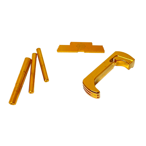 Cross Armory CRG5OKGD 3 Piece Kit  Extended Compatible w/ Glock 17/19/26/34 Gen5 Gold Anodized Steel/Aluminum
