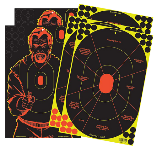 Birchwood Casey 34630 Shoot-N-C Reactive Target Combo Pack Self-Adhesive Paper Multi Color 12"x18" Oval Silhouette/Bad Guy 5 Pack
