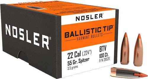 Nosler .224 inches 55gr Ballistic Tip Varmint Bullets 100 Count