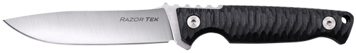 Cold Steel CSFX4RZR Razor Tek  EDC 4" Fixed Clip Point Plain Satin 4116 Krupp SS Blade, 4" Black Textured