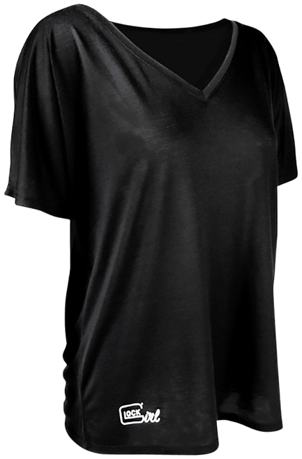 Glock AP960352 Glock Girl Relaxed  Black Pre-Shrunk Cotton Short Sleeve V-Neck Large