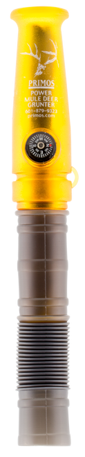 Primos 736 Power  Grunter Call Double Reed Mule Deer Sounds Attracts Blacktail/Mule Deer Features Built in Compass Black/Gold