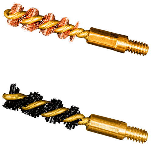 Otis FG317NB Bore Brush Set  17 HMR/177 Cal/177 WSM 5-40" Thread 1" Long Bronze/Nylon Bristles 2 Per Pkg