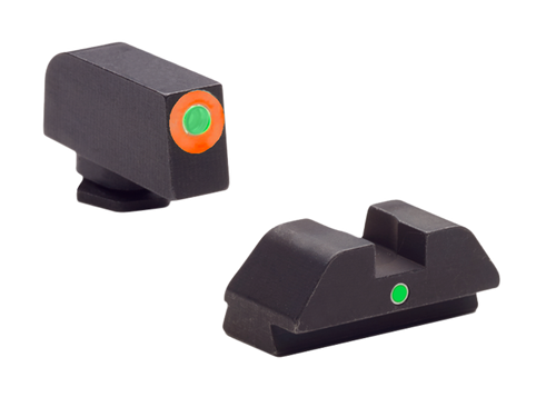 AmeriGlo GL205 i-Dot Sight  Set for Glock  Green Tritium Orange Outline Front Sight-Green Tritium Rear Sight