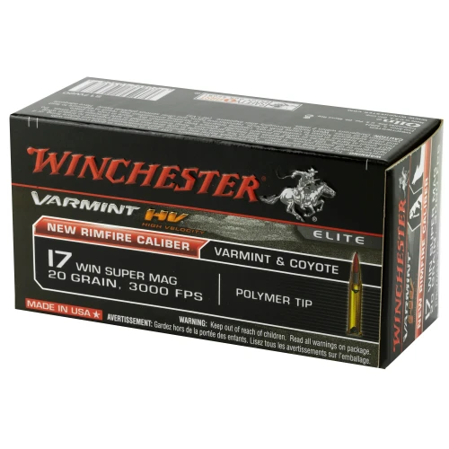 Winchester Varmint HV 17 Win Super Mag 20gr Polymer Tip Ammo - 50 Rounds