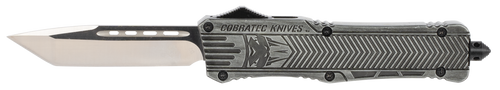 CobraTec Knives LSWCTK1LTNS CTK-1  Large 3.75" OTF Tanto Plain D2 Steel Blade/Stonewashed Aluminum Handle Features Glass Breaker Includes Pocket Clip