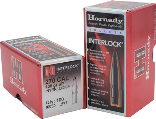 130GR JSP 100CT 25BX/CSHORNADY BULLETS 270 CAL .277 