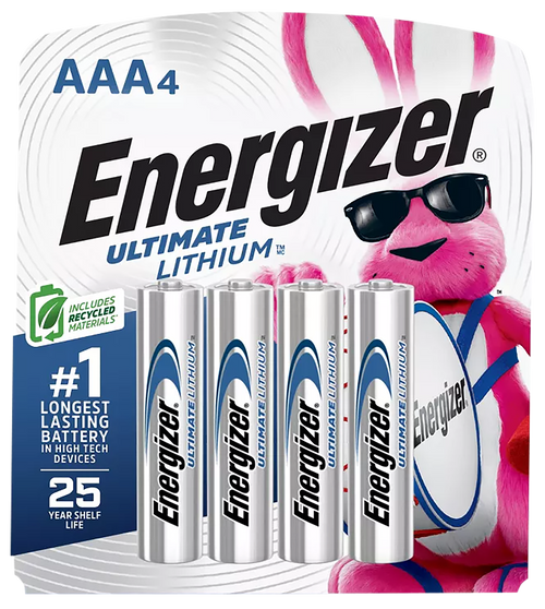 Energizer L92SBP4H3 AAA Ultimate Lithium Silver 1.5V Lithium, Qty (4) Single Pack