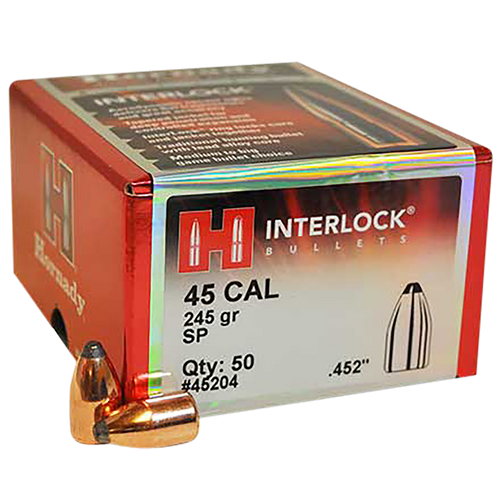 Hornady 45204 InterLock  45 Cal .452 245 gr Spire Point 50 Per Box/ 15 Case