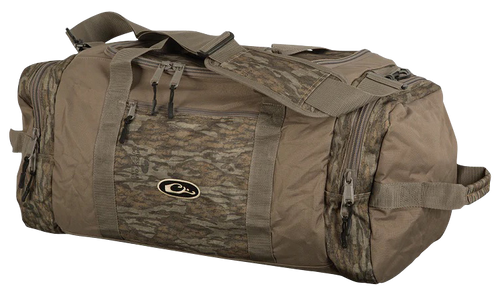 Drake Waterfowl DB36510063 Duffle Bag  Large Mossy Oak Bottomland Polyester, 3 Exterior Pockets, Adj. Shoulder Strap