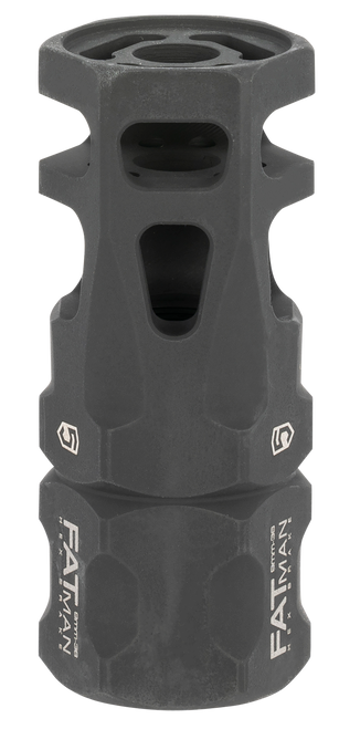 Phase 5 Weapon Systems FATMAN9MM FATman Hex Brake Black Parkerized Steel with 1/2"-36 tpi Threads & 3" OAL for 9mm, 7.62x39mm, 6.8mm AR-Platform