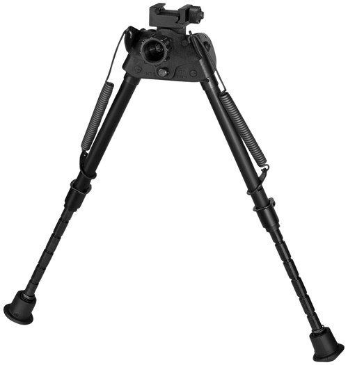 Harris Bipods S-LMP Swivel L Picatinny, 9-13", Black Steel/Aluminum, Notched Legs, Rubber Feet