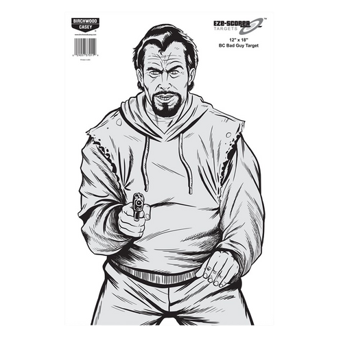 Birchwood Casey 37205 EZE-Scorer  Silhouette Paper Hanging Pistol 12" x 18" Black/Gray/White 10 Pk.