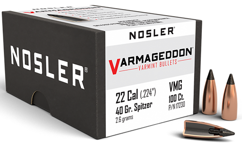 Nosler 17230 Varmageddon  22Cal 40gr Flat Base Tipped 100/Box
